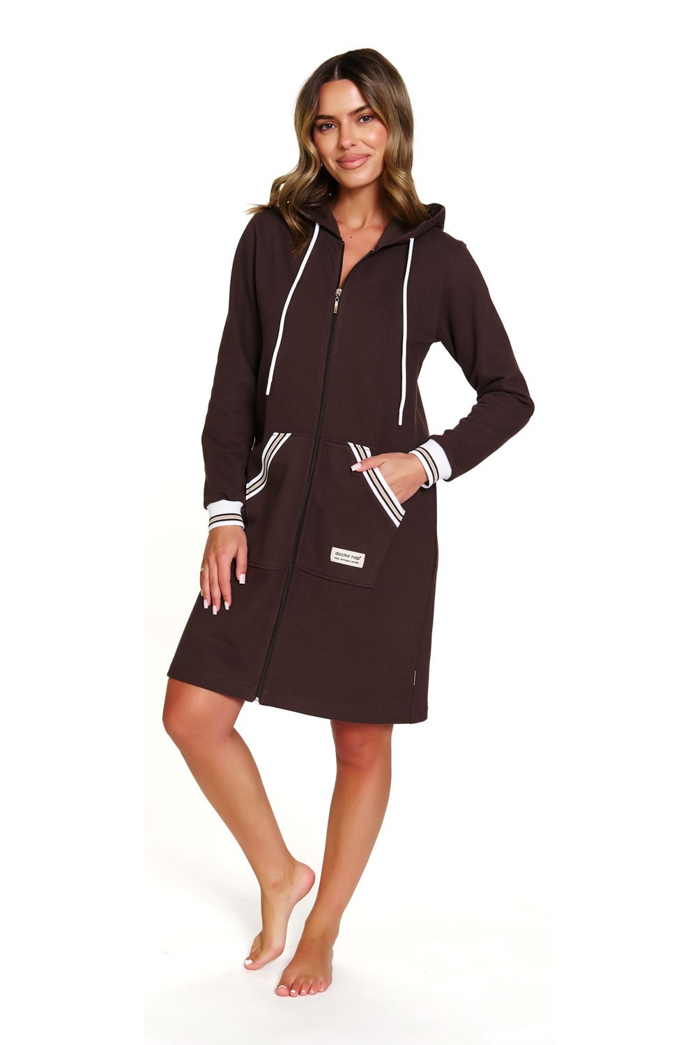 Long Sleeve Hooded Robe Brownie