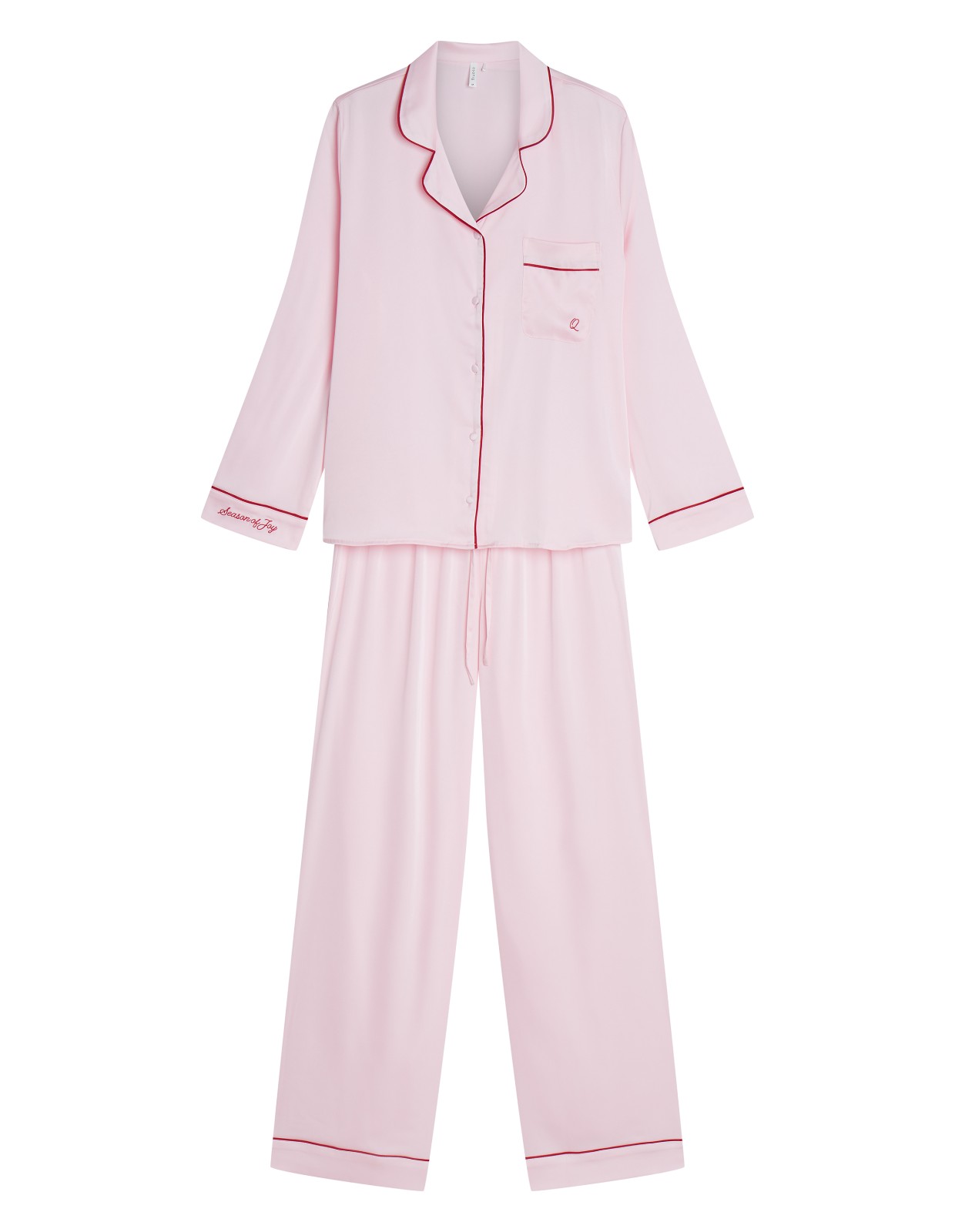 Pijama Comprido de Cetim Roselle Rosa