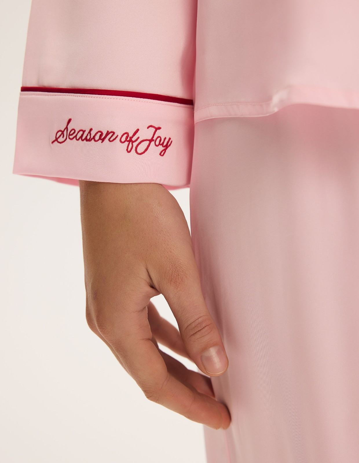 Pijama Comprido de Cetim Roselle Rosa 3