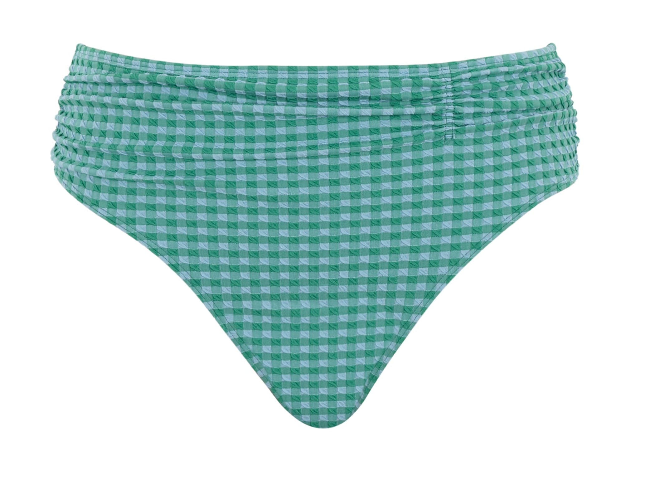 Cueca de Banho de Cintura Média Olivia Green Ginghm