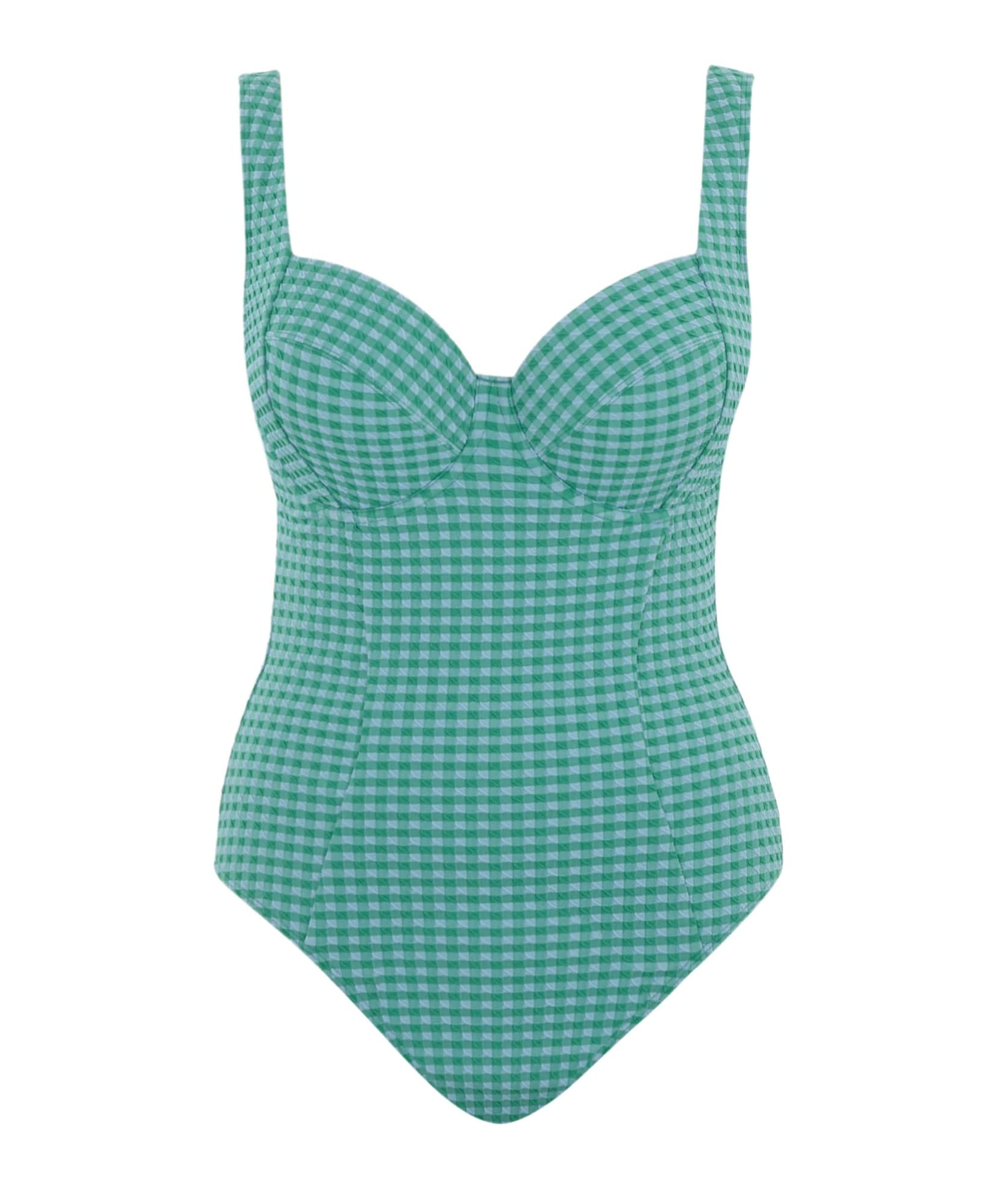 Fato de Banho Balconnet de Copa Mole com Aros Olivia Green Ginghm