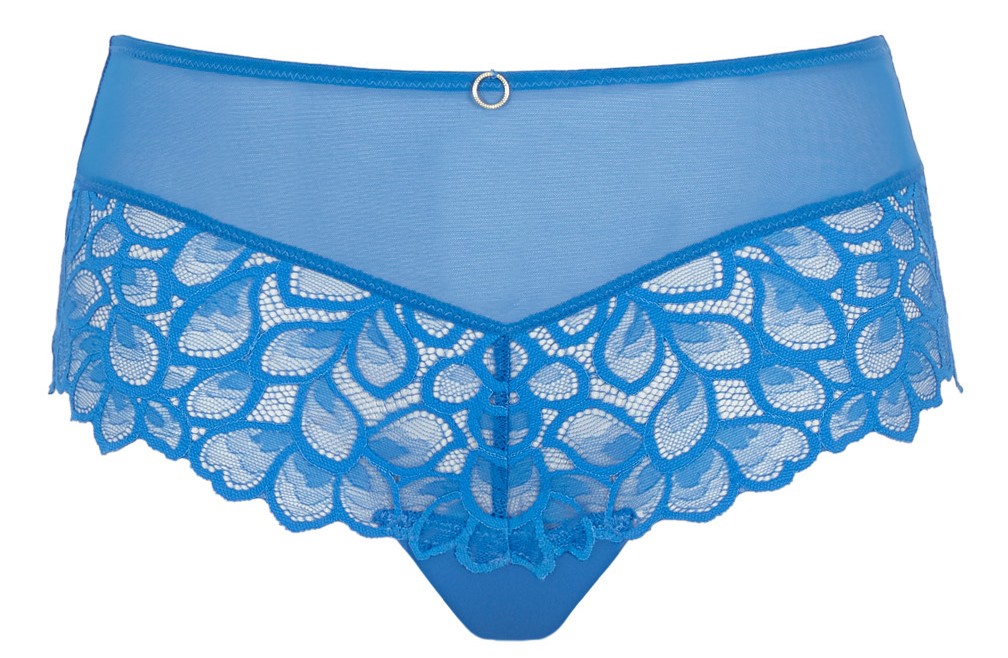 Cueca de Cintura Alta com Bordados Allure Azure Blue