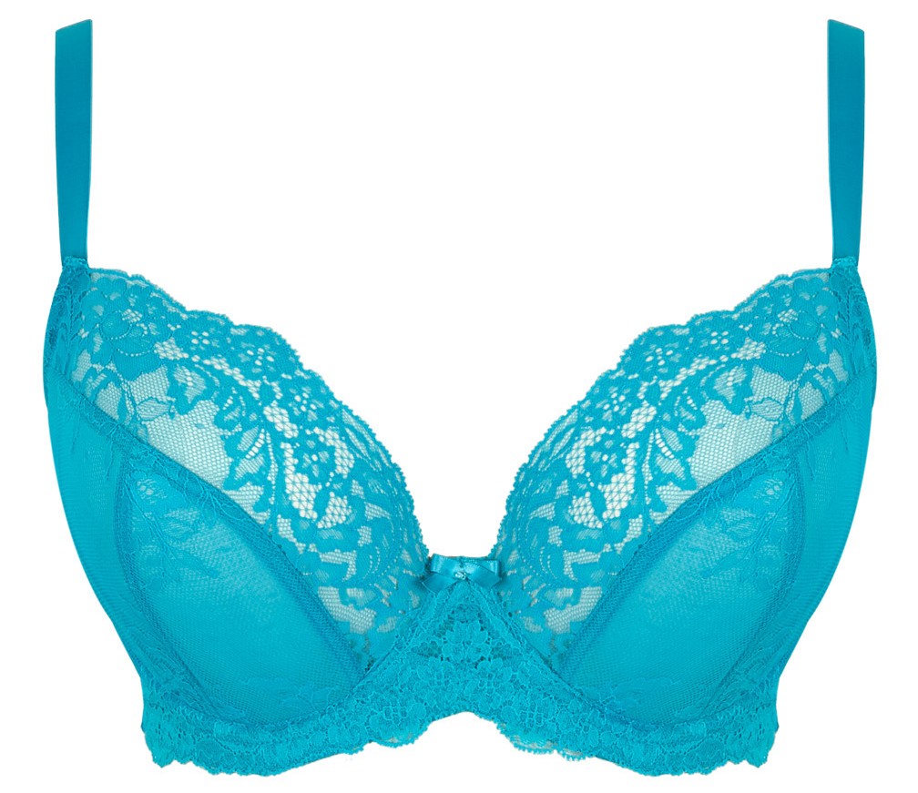 Ana Plunge Ocean Blue Lace Soft Cup Bra