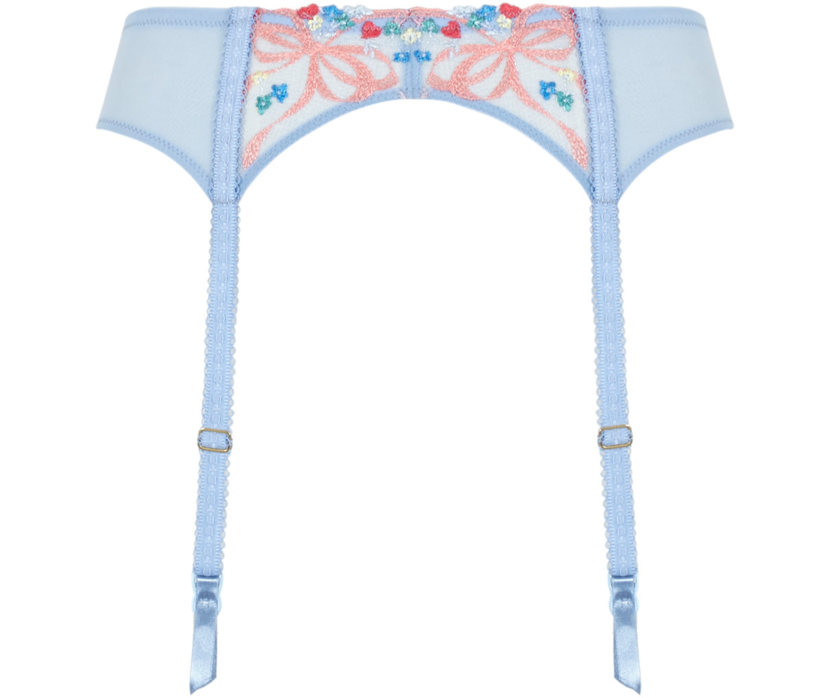 Garter Belt with Floral Lace Otillie Dusky Blue