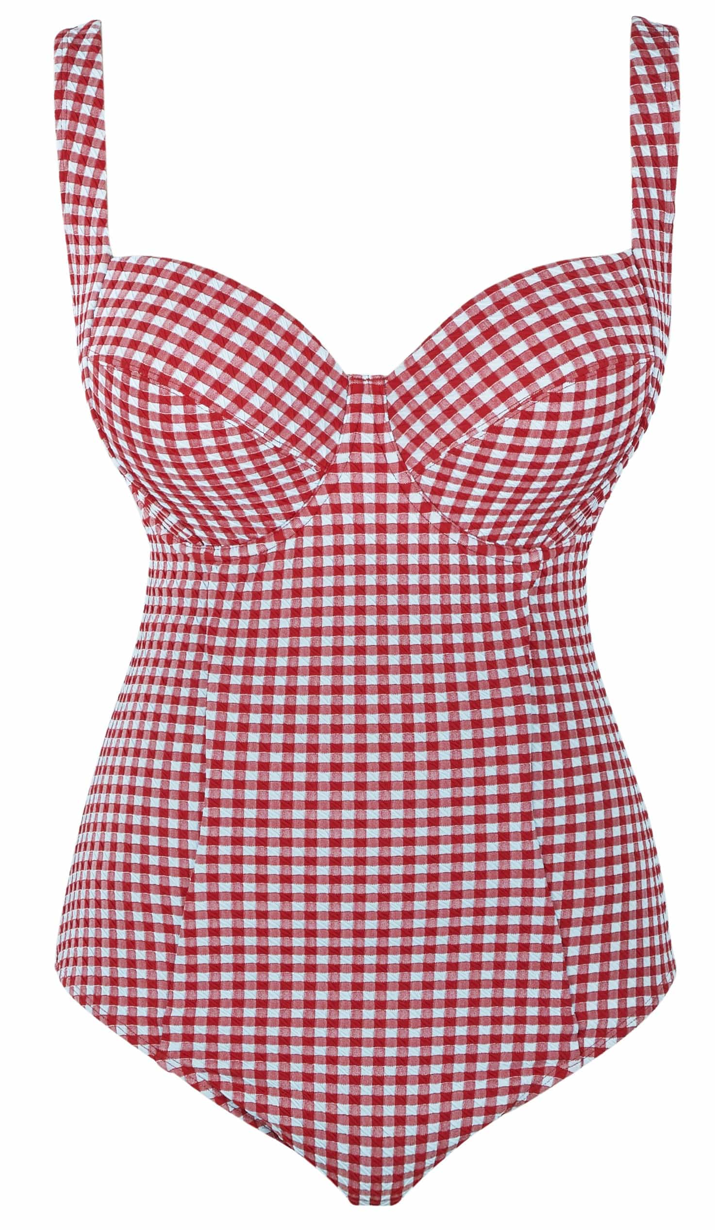 Traje de Baño Balconnet de Copa Suave con Aros Olivia Red Gingham