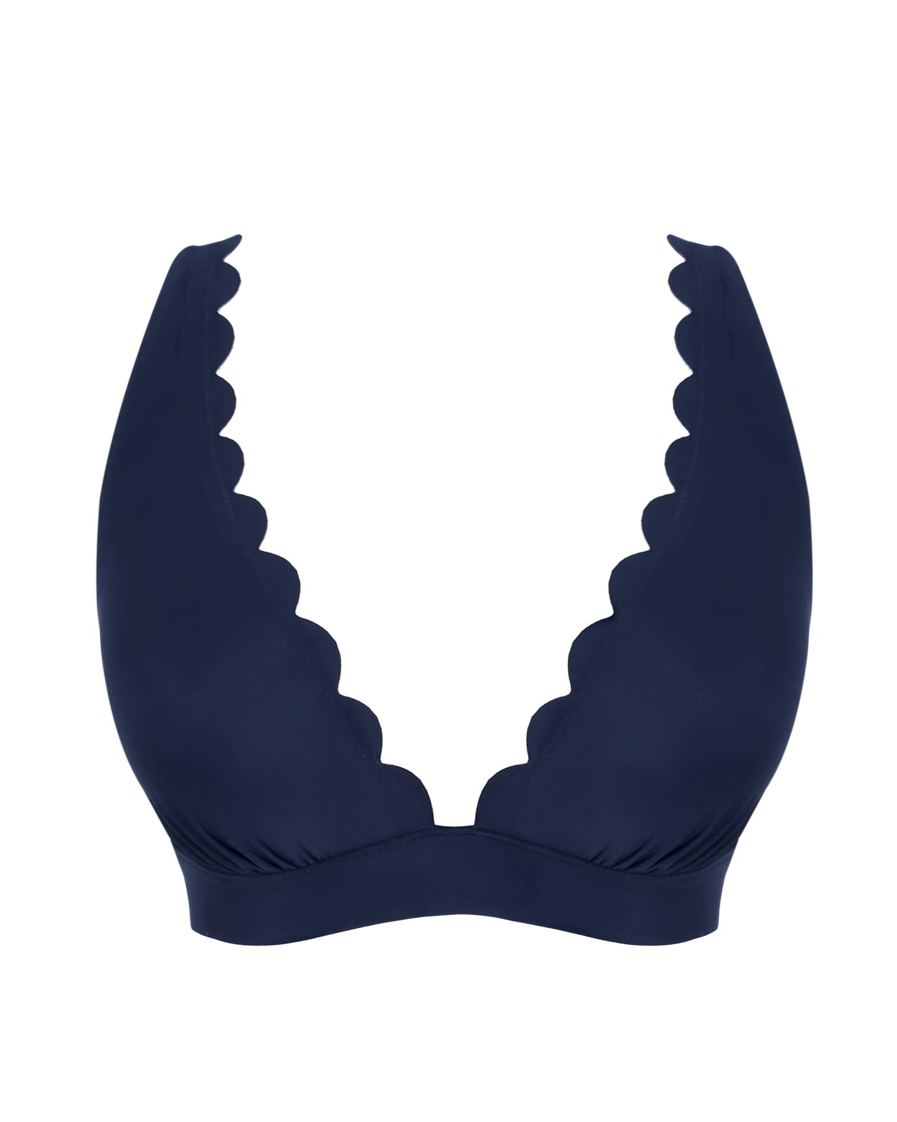 Non-padded and Non-wired Triangular Bikini Kara Signature Ink Blue