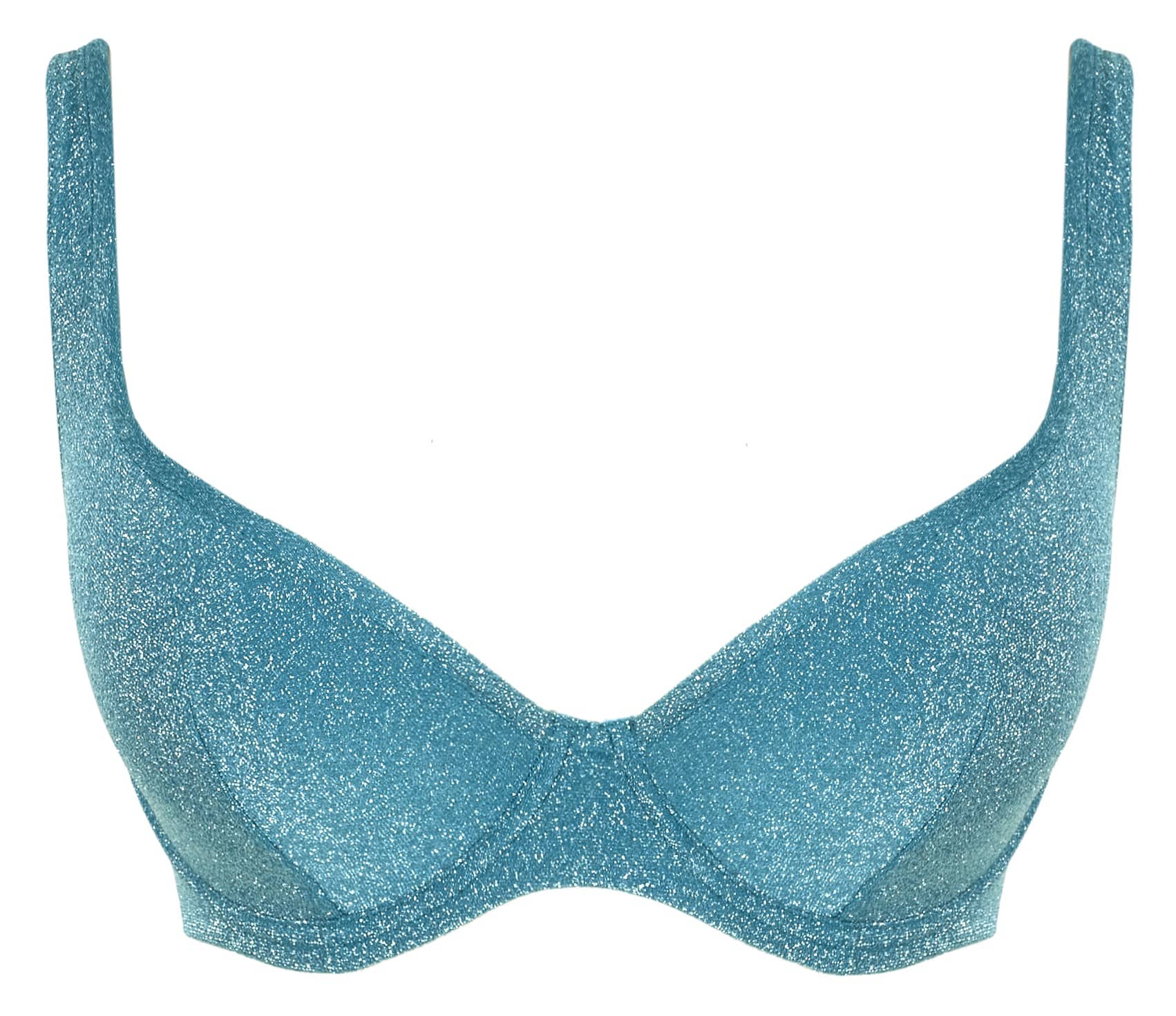 Non-padded WiSparkle Teal Plunge Bikini Billie Sparkle Teal