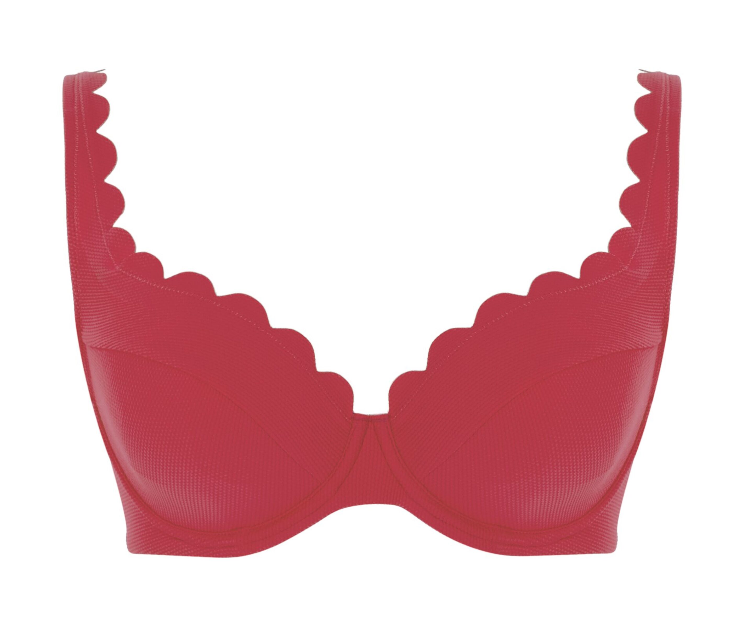 Non-padded Wired Plunge Bikini Lauren Red