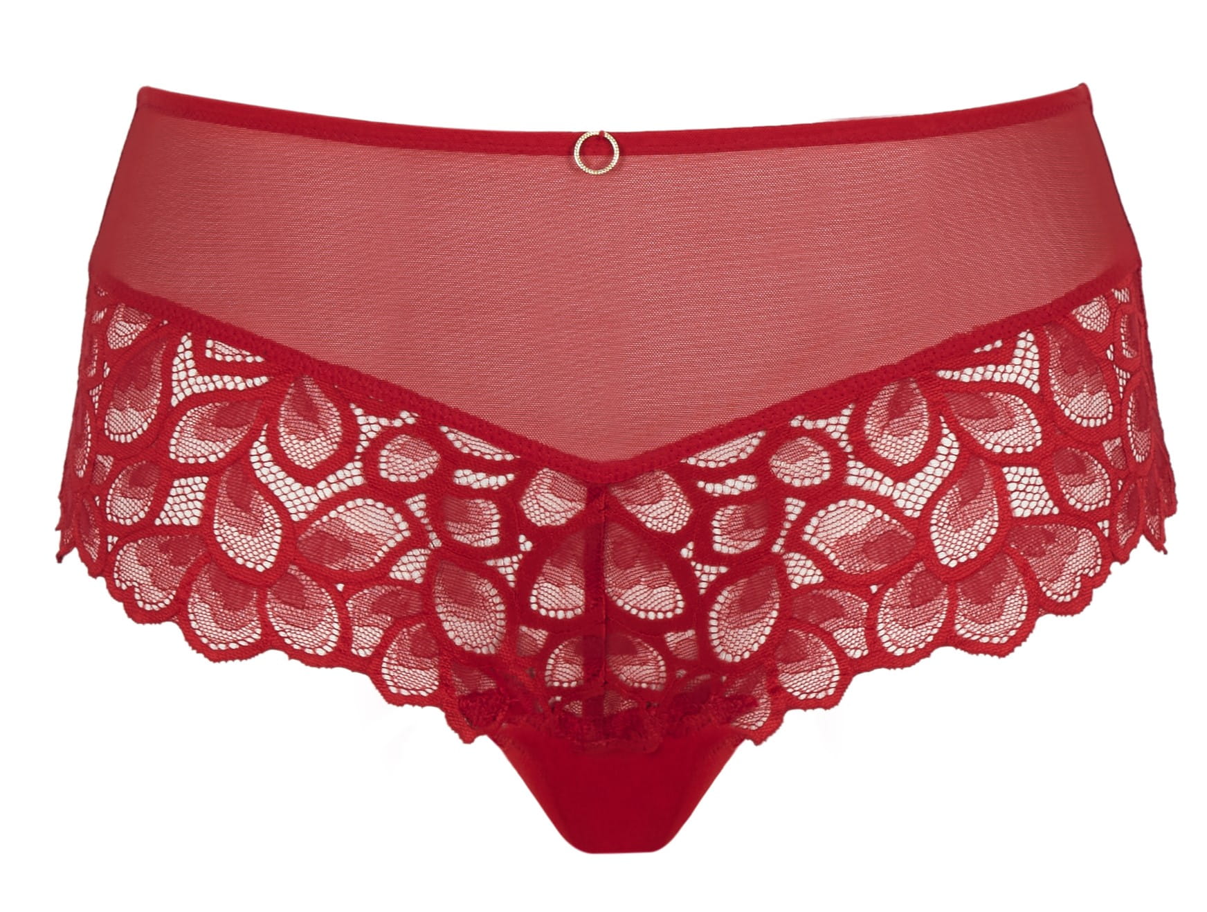 High Waist Brief with detailed embroidery Allure True Red