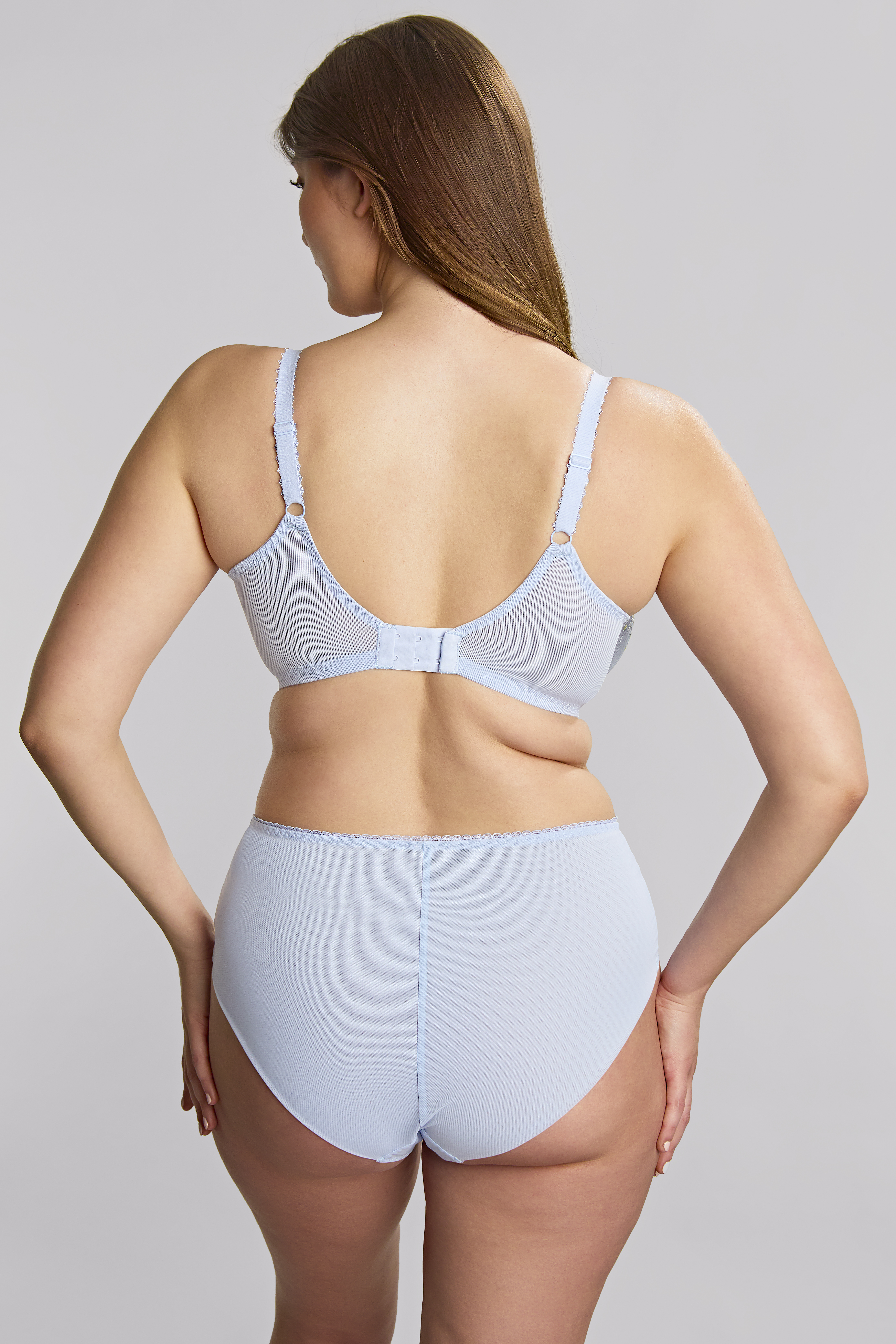 Cueca de Cintura Alta com Bordados Florais Meadow Dusky Blue 2