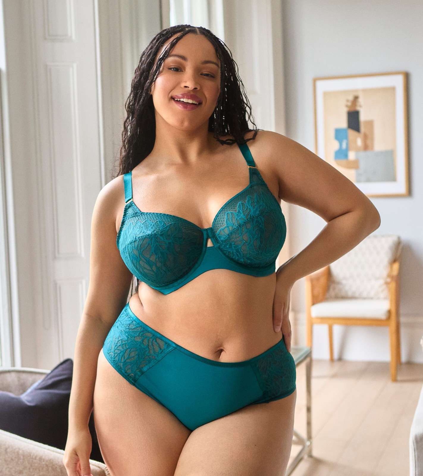 Sujetador Full Cup de Copa Suave Con Encaje Sophia Teal Blue 3