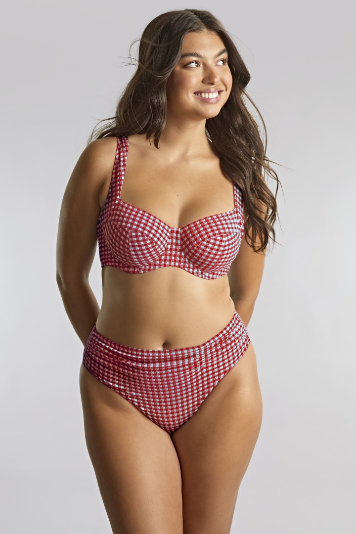 Braguita de Baño de Cintura Media Olivia Red Gingham 1