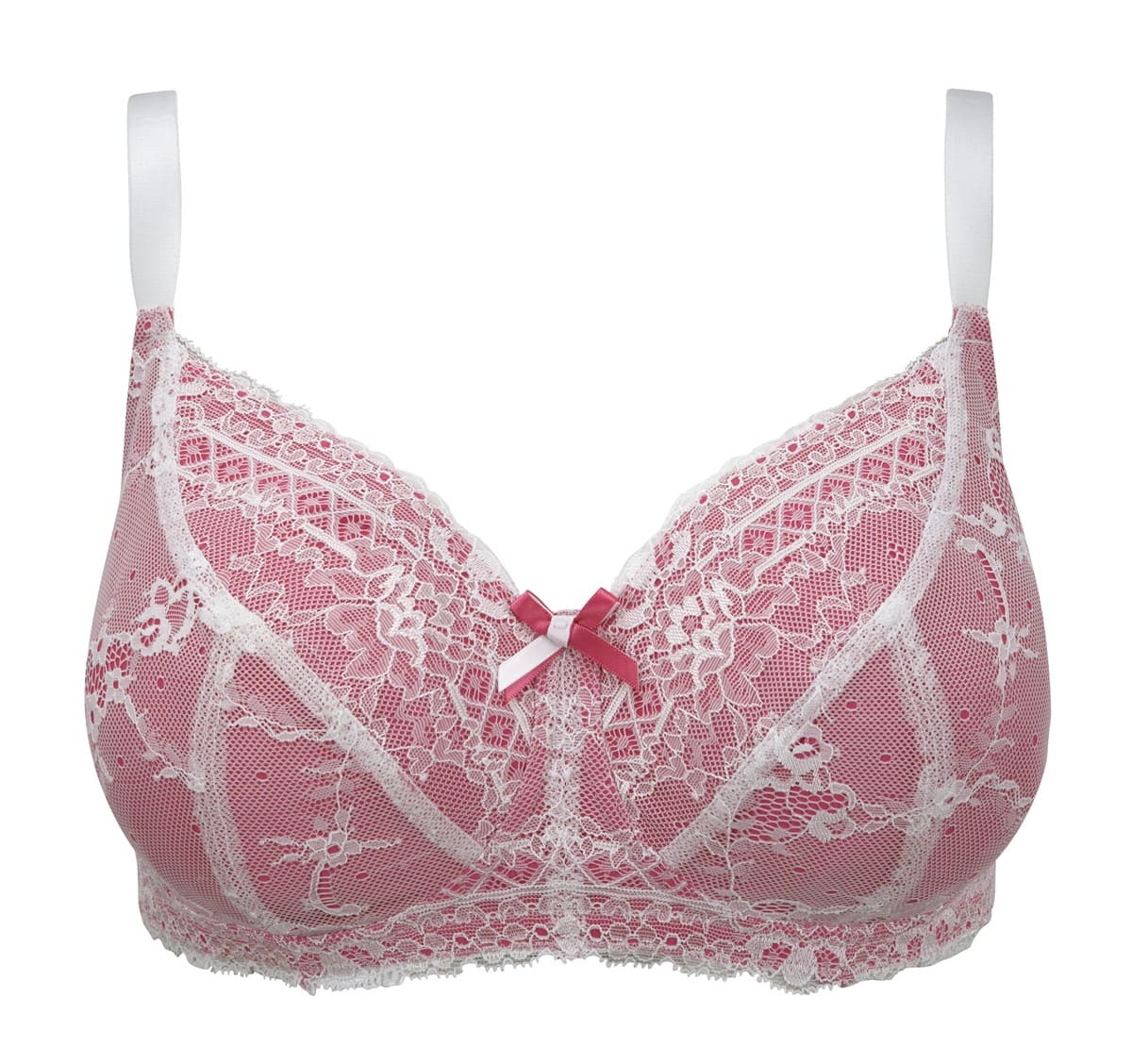Soutien de Copa Mole Sem Aros Rendado Sophie Support Ivory/Pink