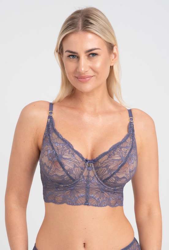 Full Cup Semi Corset with Floral Lace Mila Anthracite 1