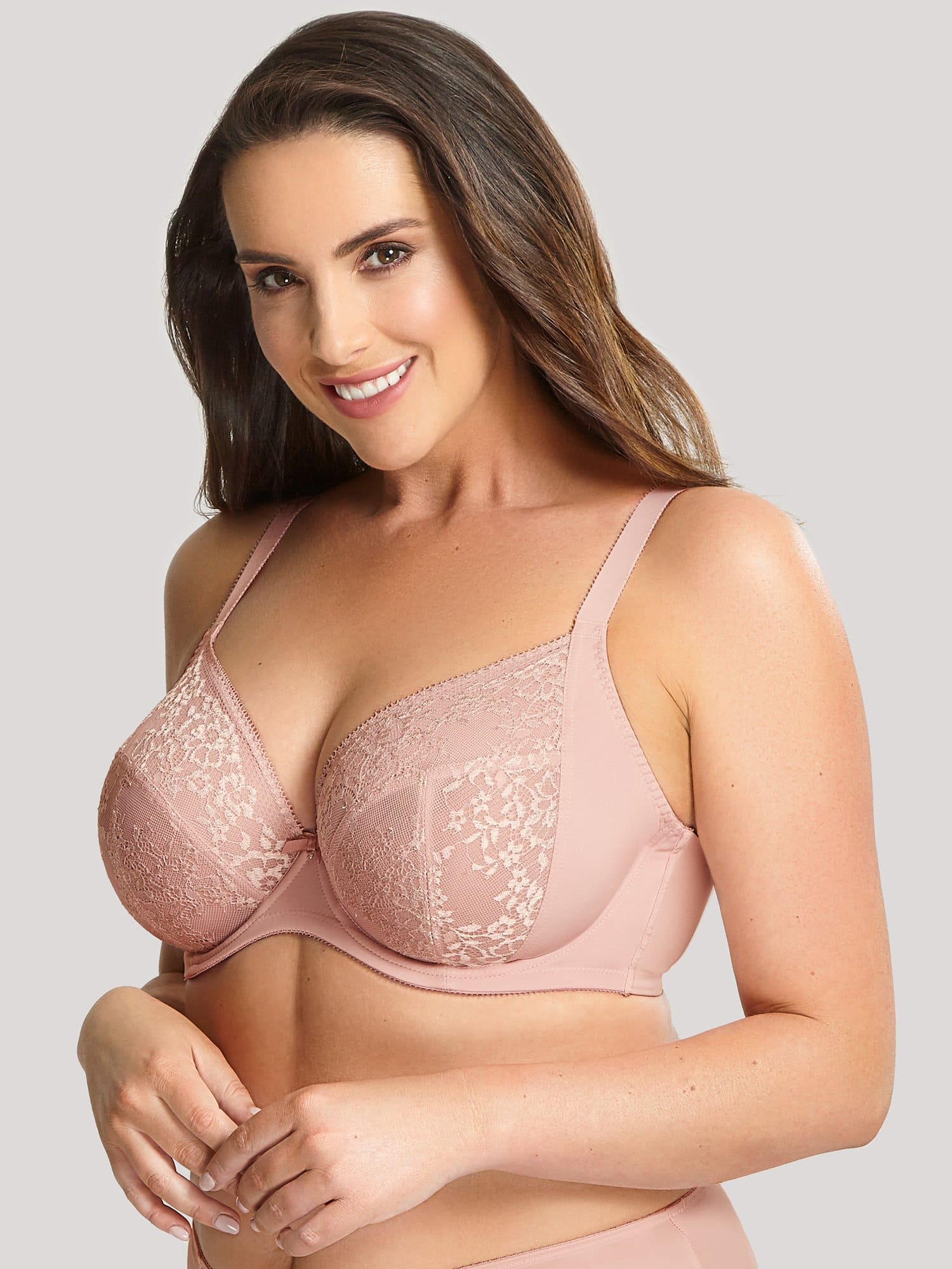 Roxie Misty Rose Lace Plunge Soft Cup Bra 1