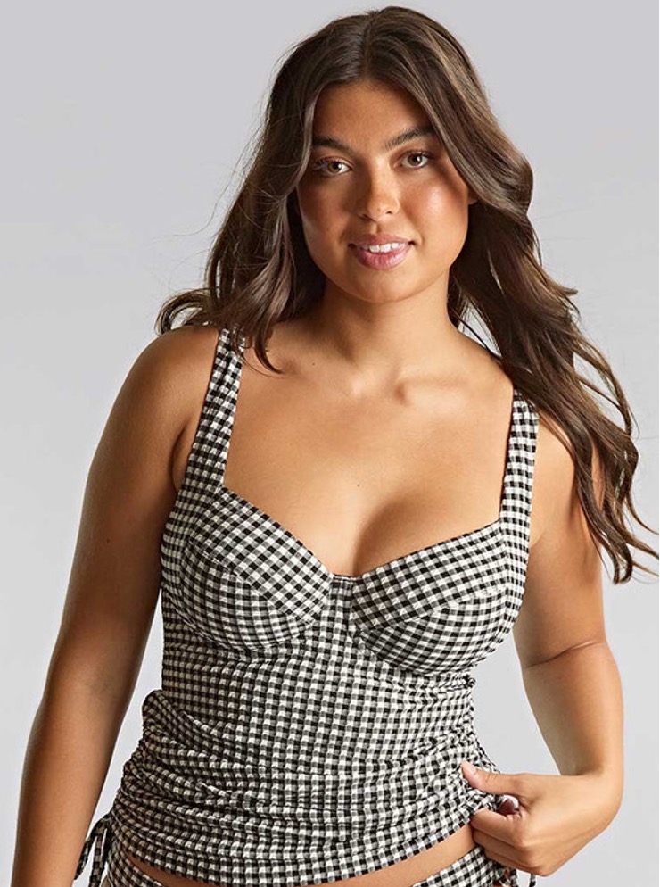 Tankini Balconnet de Copa Mole com Comprimento Regulável Iris Black Gingha 1