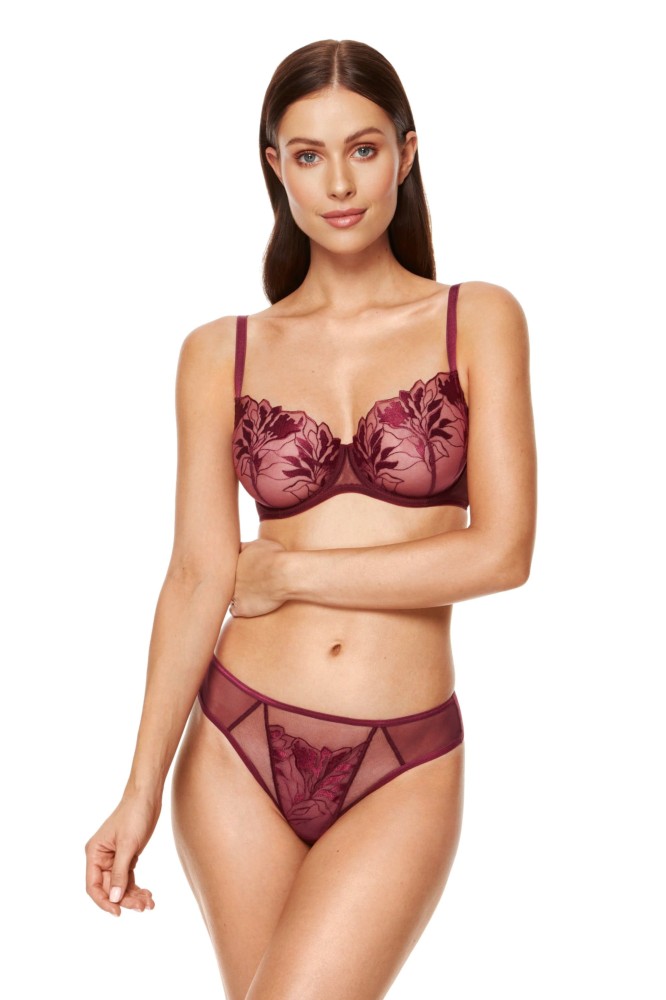 Soutien Balconnet de Copa Mole com Bordados Coco Dark Red 7