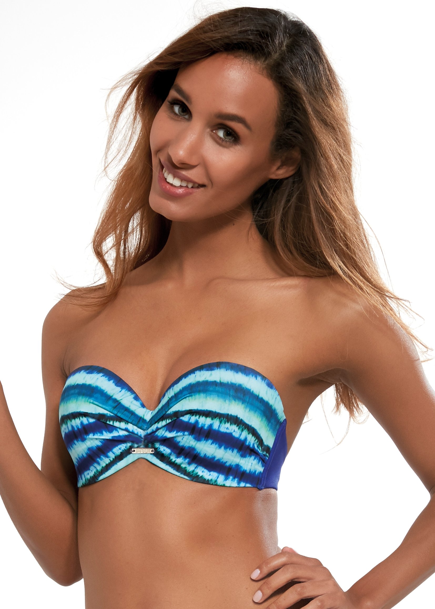 Bikini Bandeau de Copa Moldeada con Tirantes Removibles Hokkaido Navy Blue