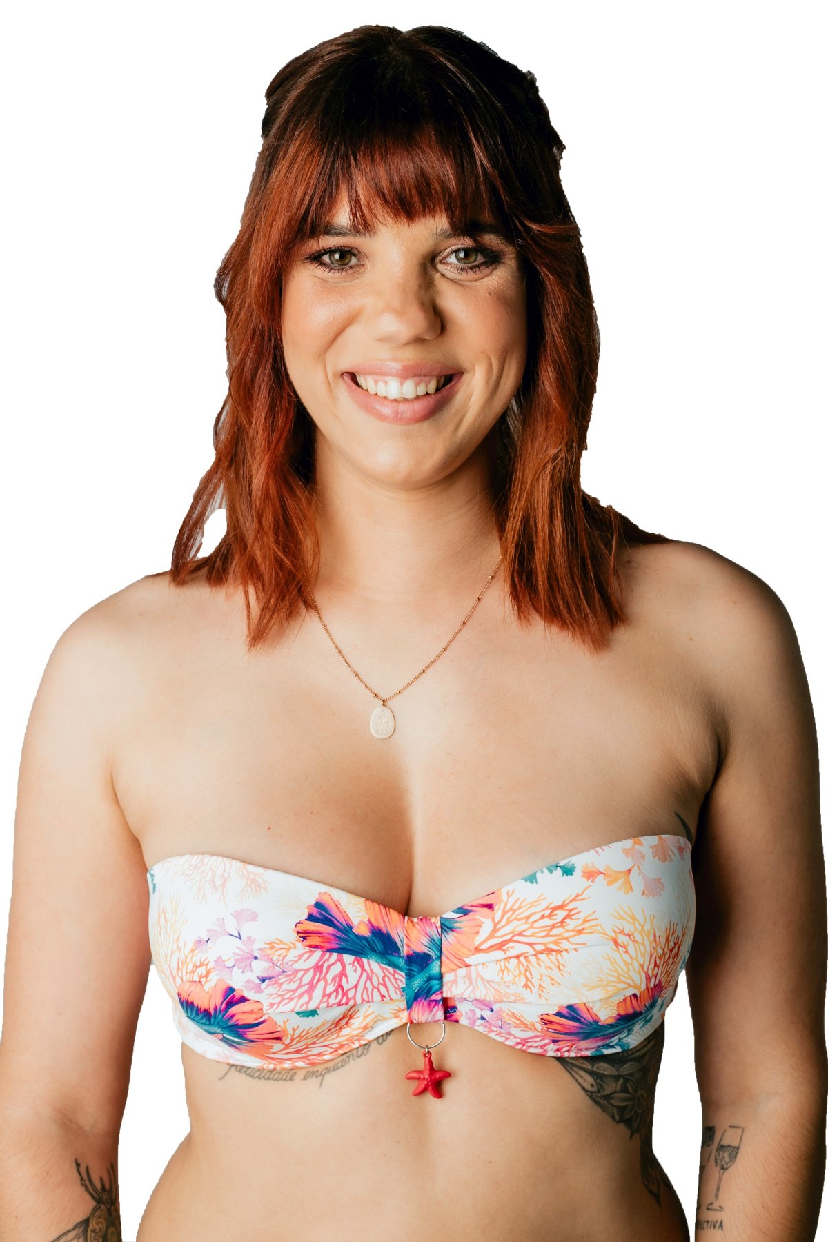 Bikini Bandeau Con Aros de Copa Moldeada Coral