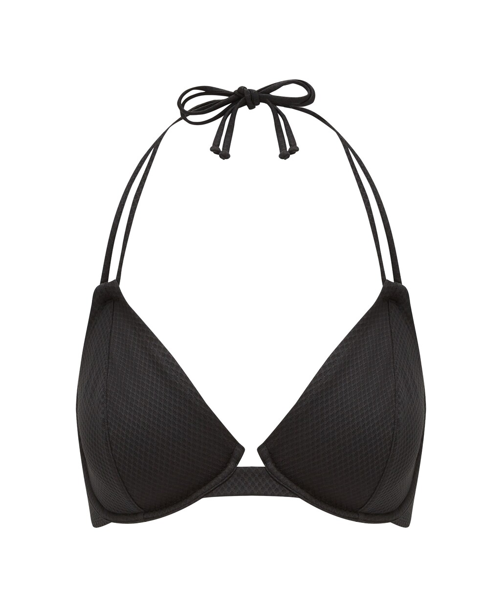 Non-padded Wired Halterneck Bikini Christina Black Jacquard