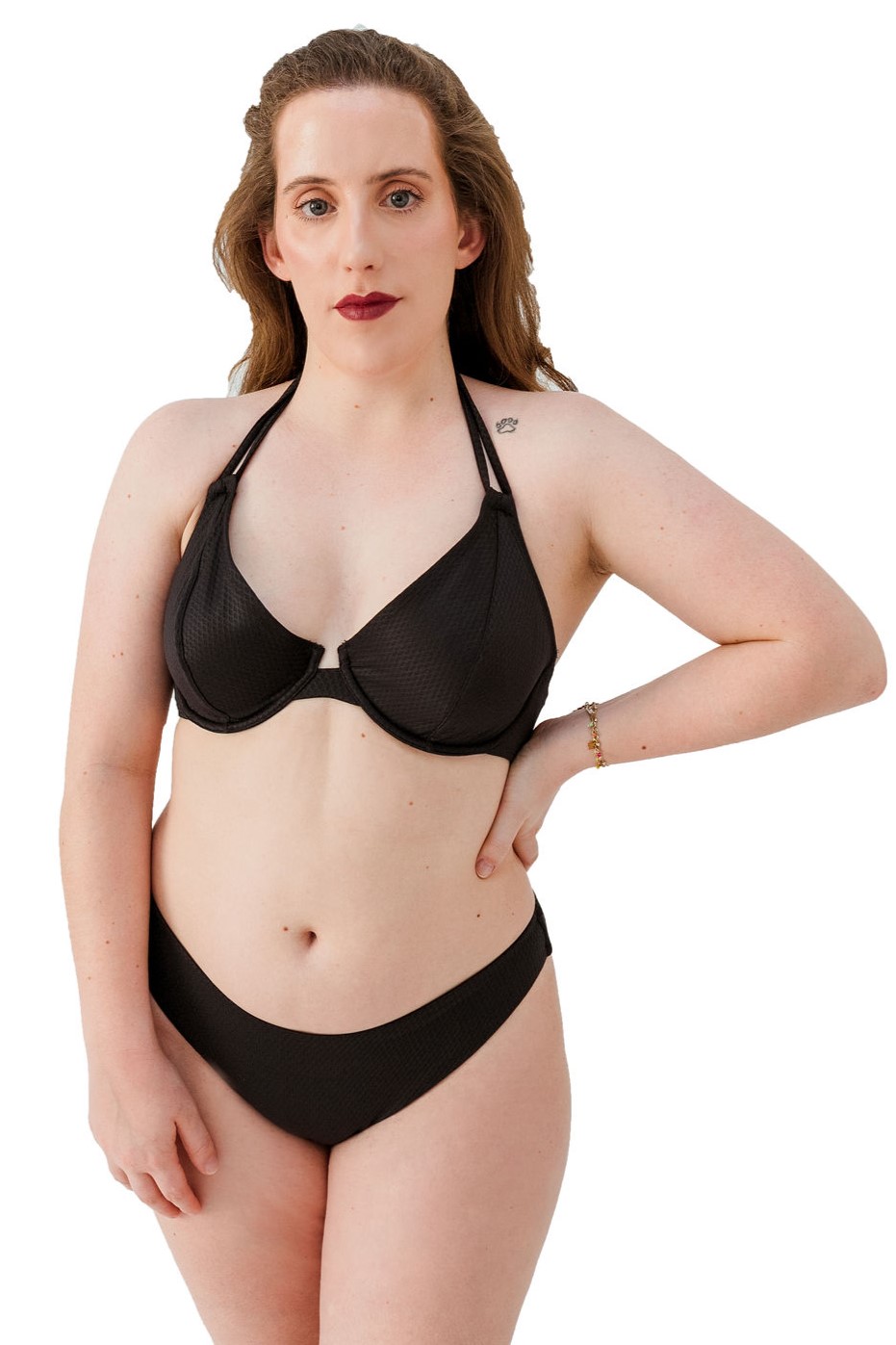 Biquíni Halterneck de Copa Mole com Aros Christina Black Jacquard 2