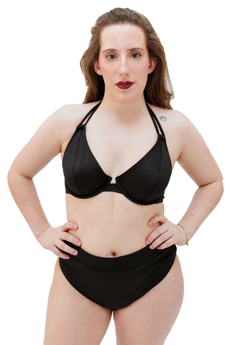 Biquíni Halterneck de Copa Mole com Aros Christina Black Jacquard 4