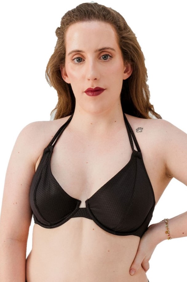 Biquíni Halterneck de Copa Mole com Aros Christina Black Jacquard 1