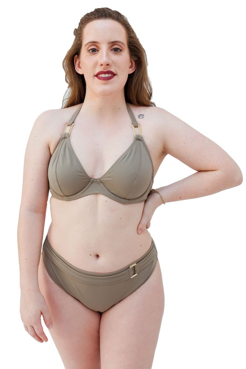 Non-padded Wired Halterneck Bikini Boudoir Beach Stone 2