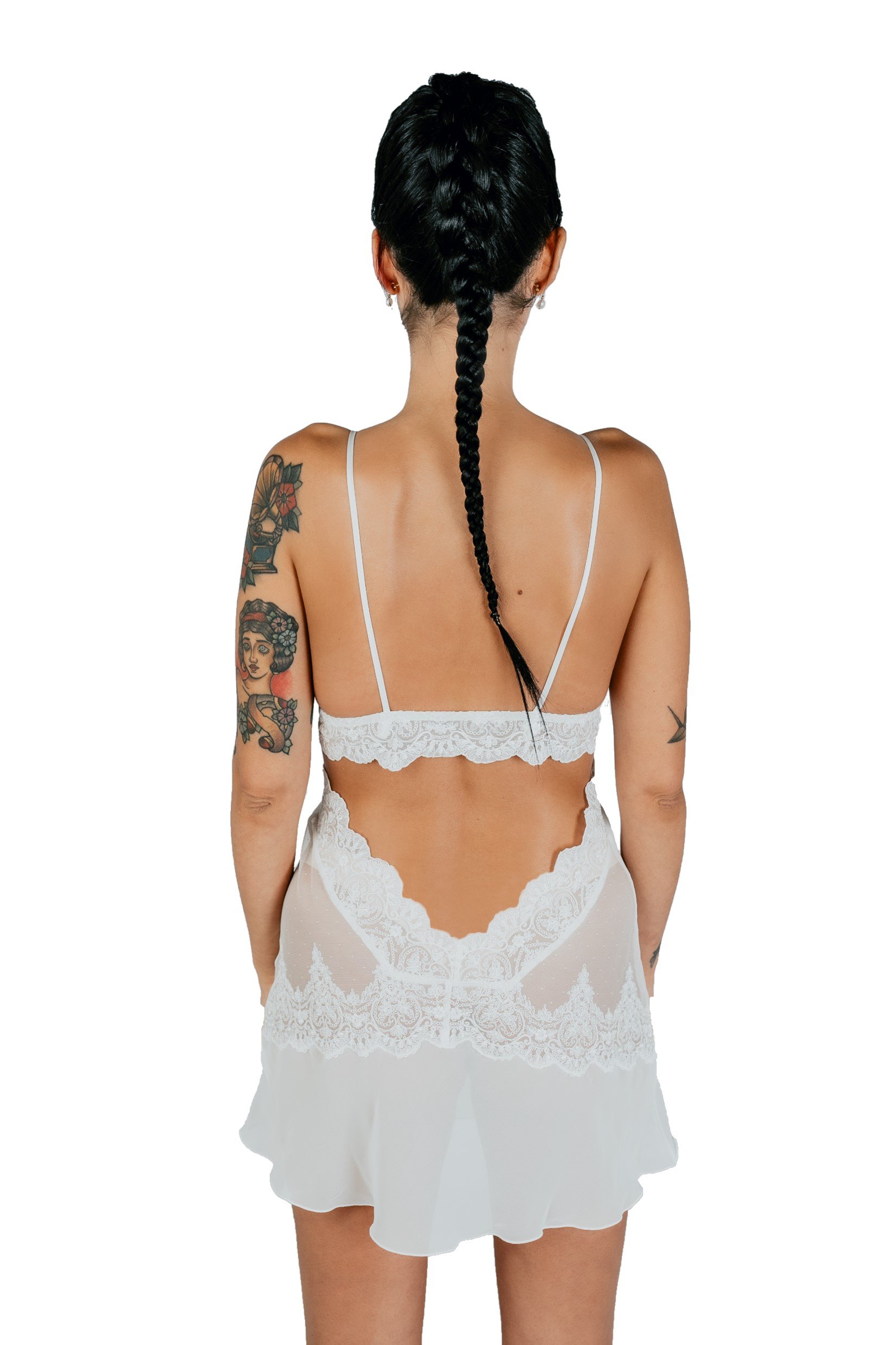 Transparent White Nightdress with Low Neckline 3