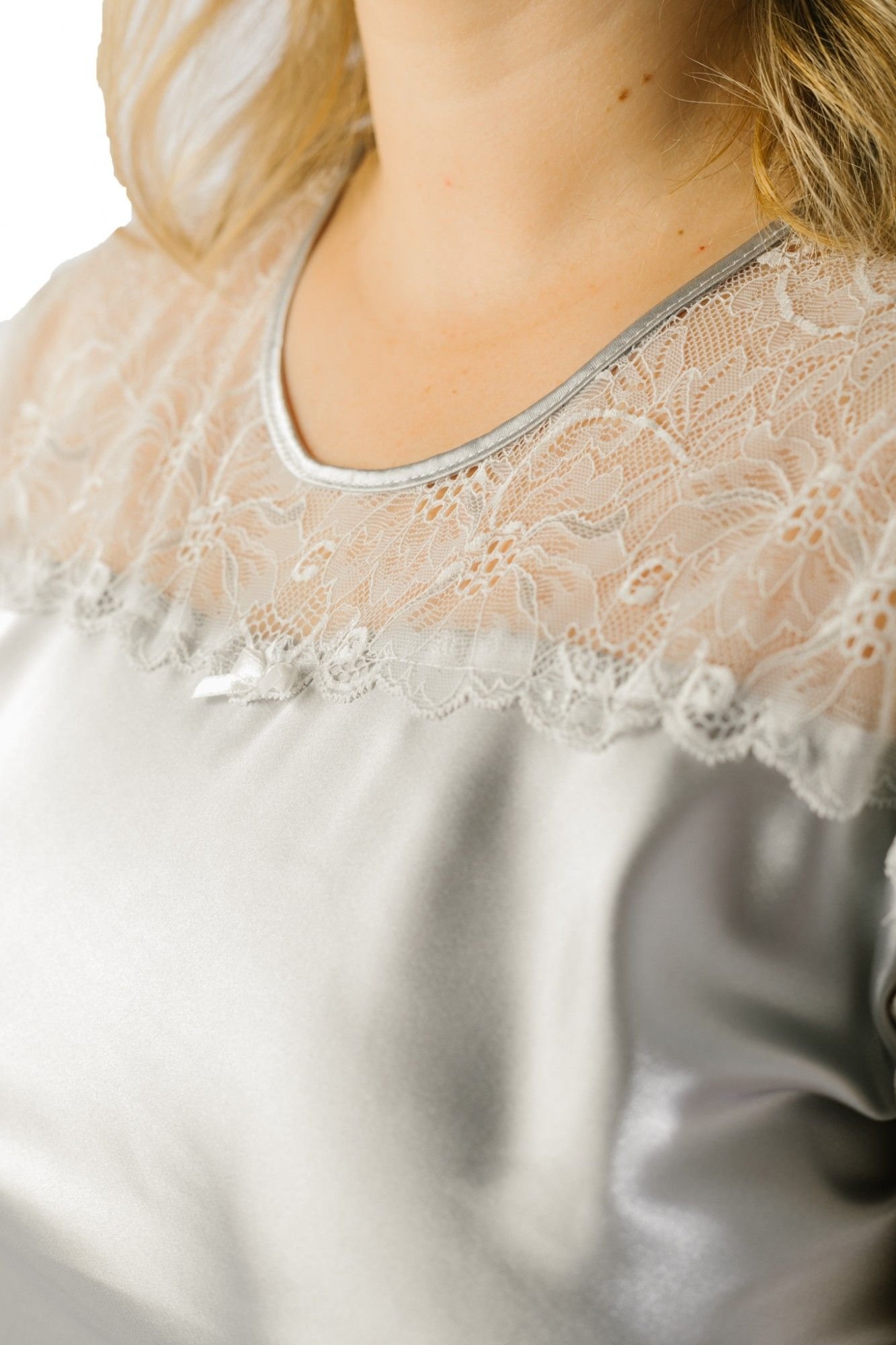 Louise Short Sleeved Silver Nightgown 1