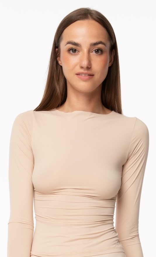 Camiseta de Manga Larga Simple Beige