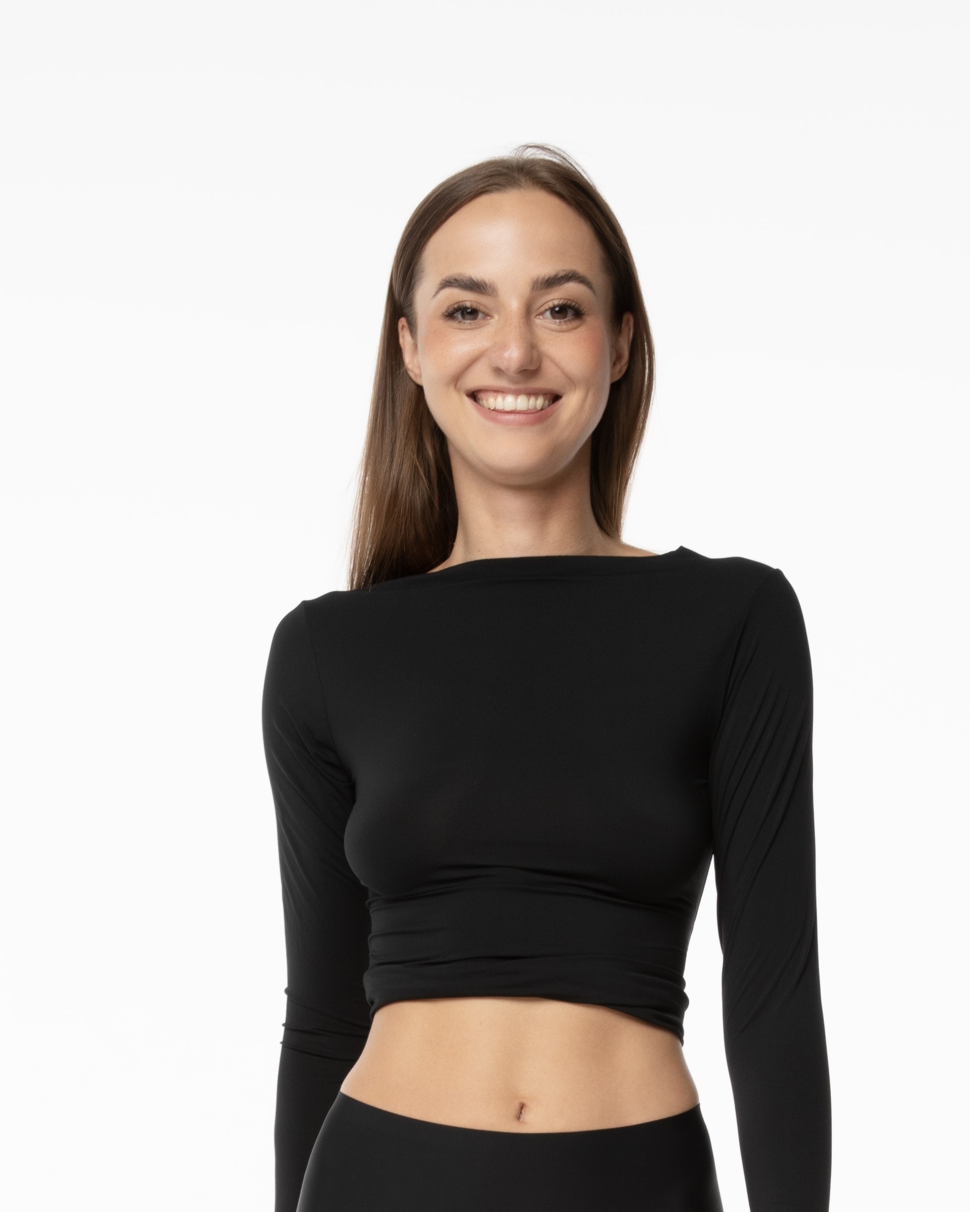 Camiseta de Manga Larga Simple Negro