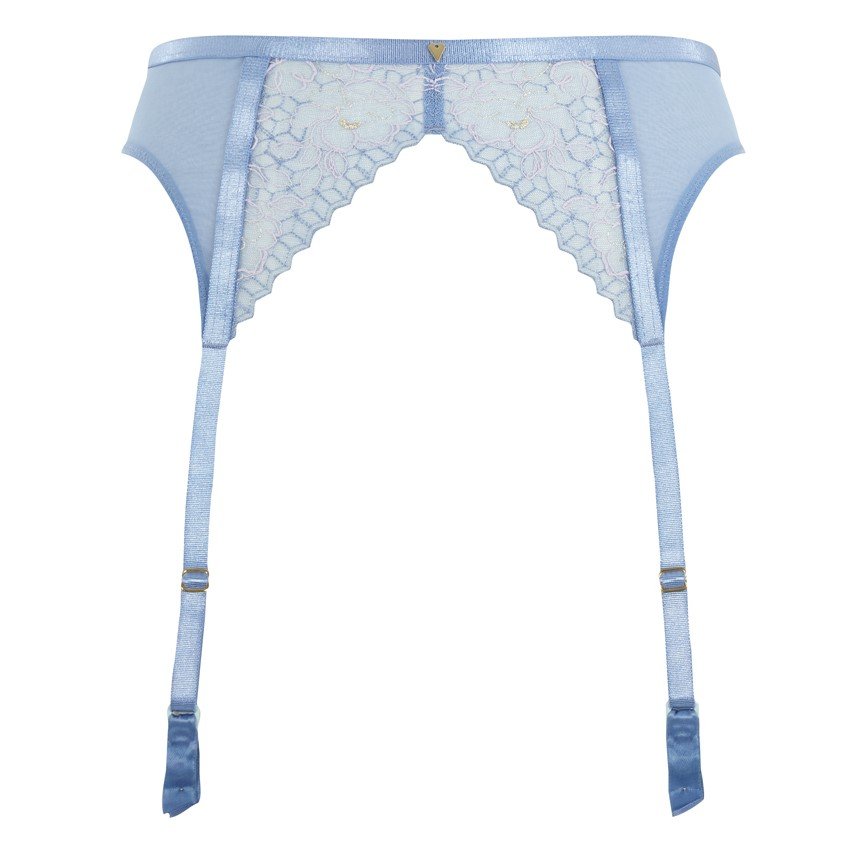 Cinto de Ligas com Bordados Valentine Luxe Denim Blue