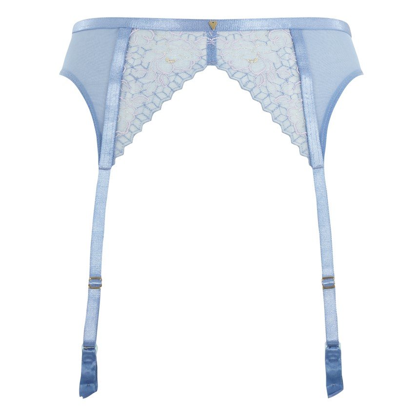 Cinto de Ligas com Bordados Valentine Luxe Denim Blue