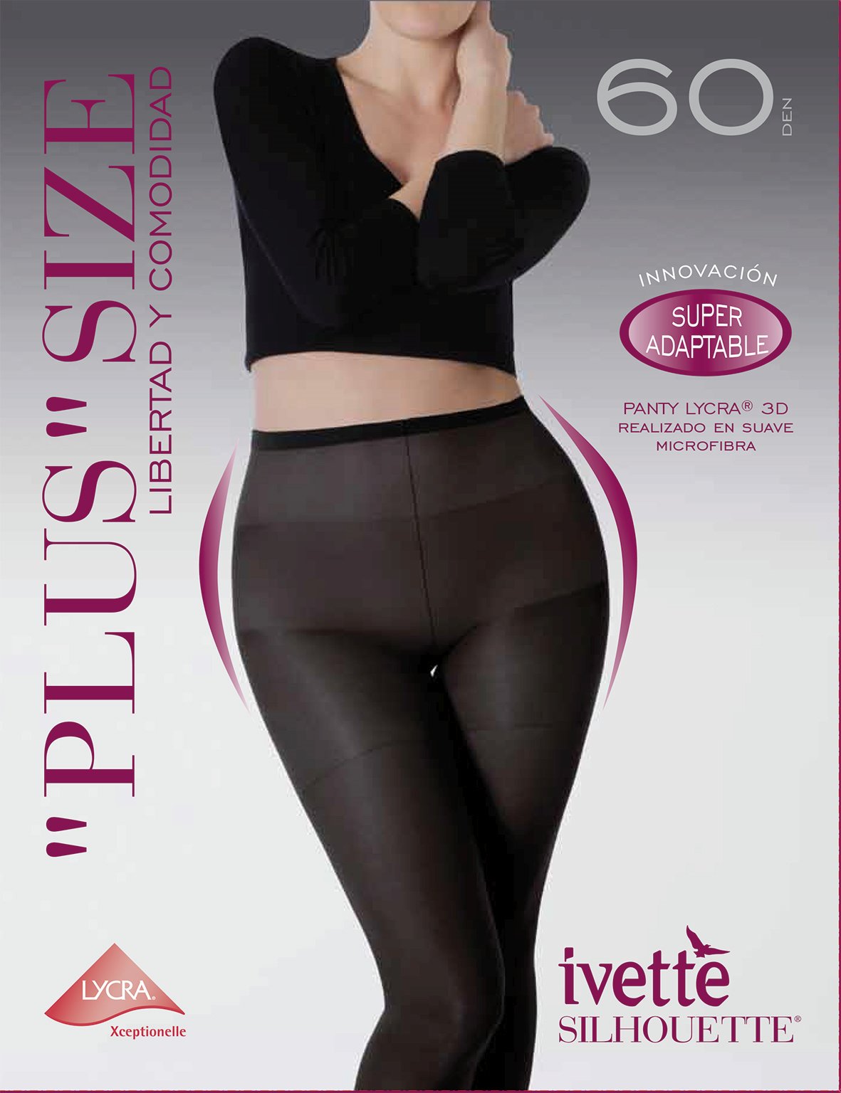 Ivette Plus Size Black Pantyhose – Density 60