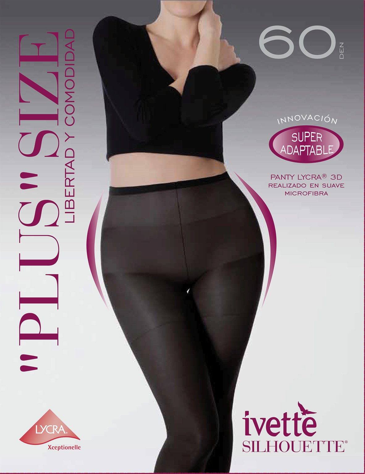 Collants Ivette Plus Size Pretas – Densidade 60