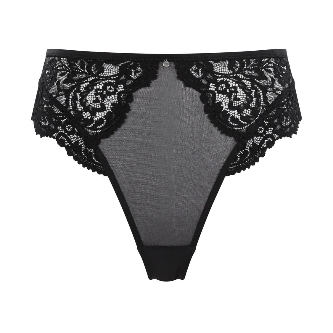 Cueca Asa Delta de Cintura Alta Cavada na Virilha Addison Noir