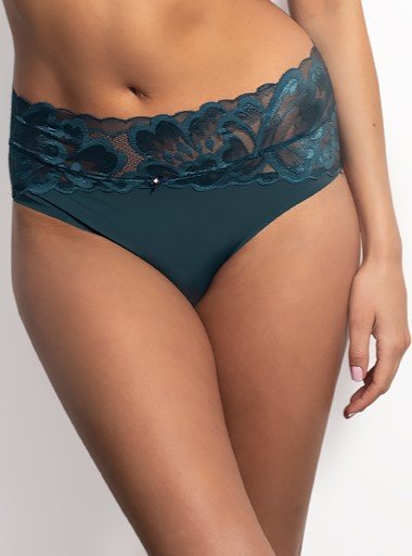 Cueca de Cintura Alta Rendada Soft Touch Up Green