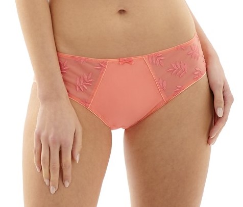 Cueca de Cintura Média com Bordados Florais Tango Coral 1