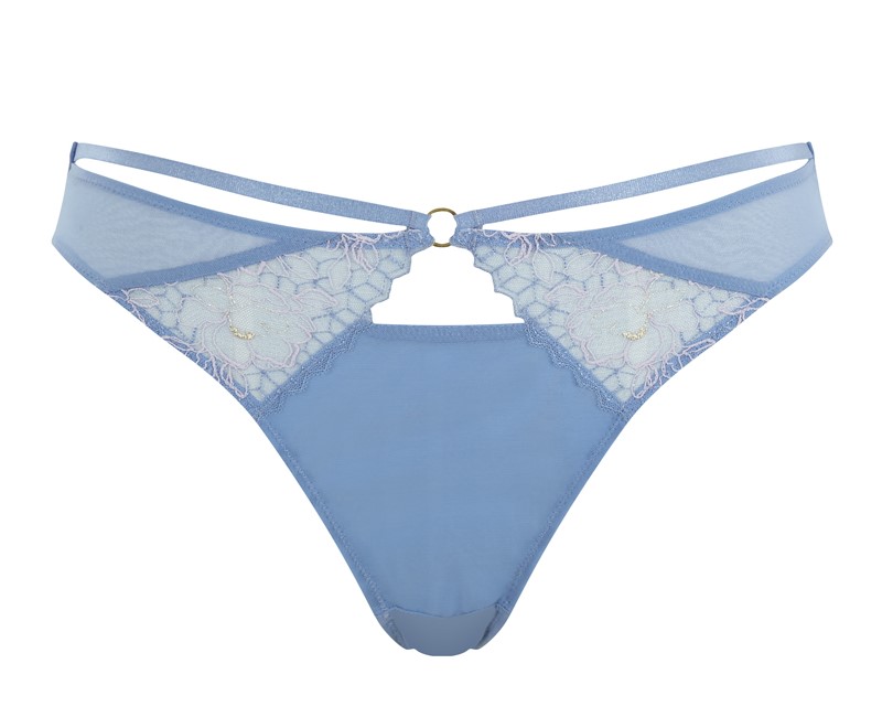 Braguita Brasileña com Bordados Valentine Luxe Denim Blue