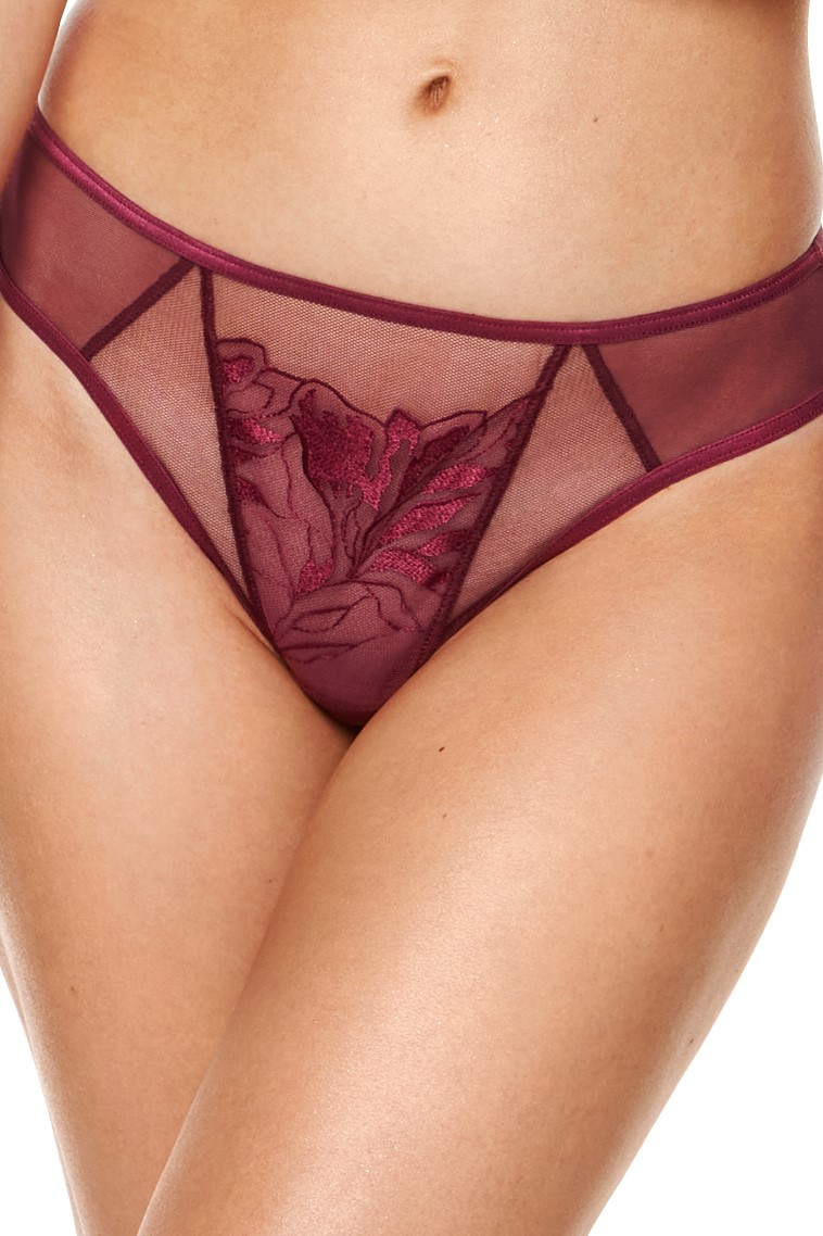 Cueca Asa Delta com Bordados Coco Dark Red 1
