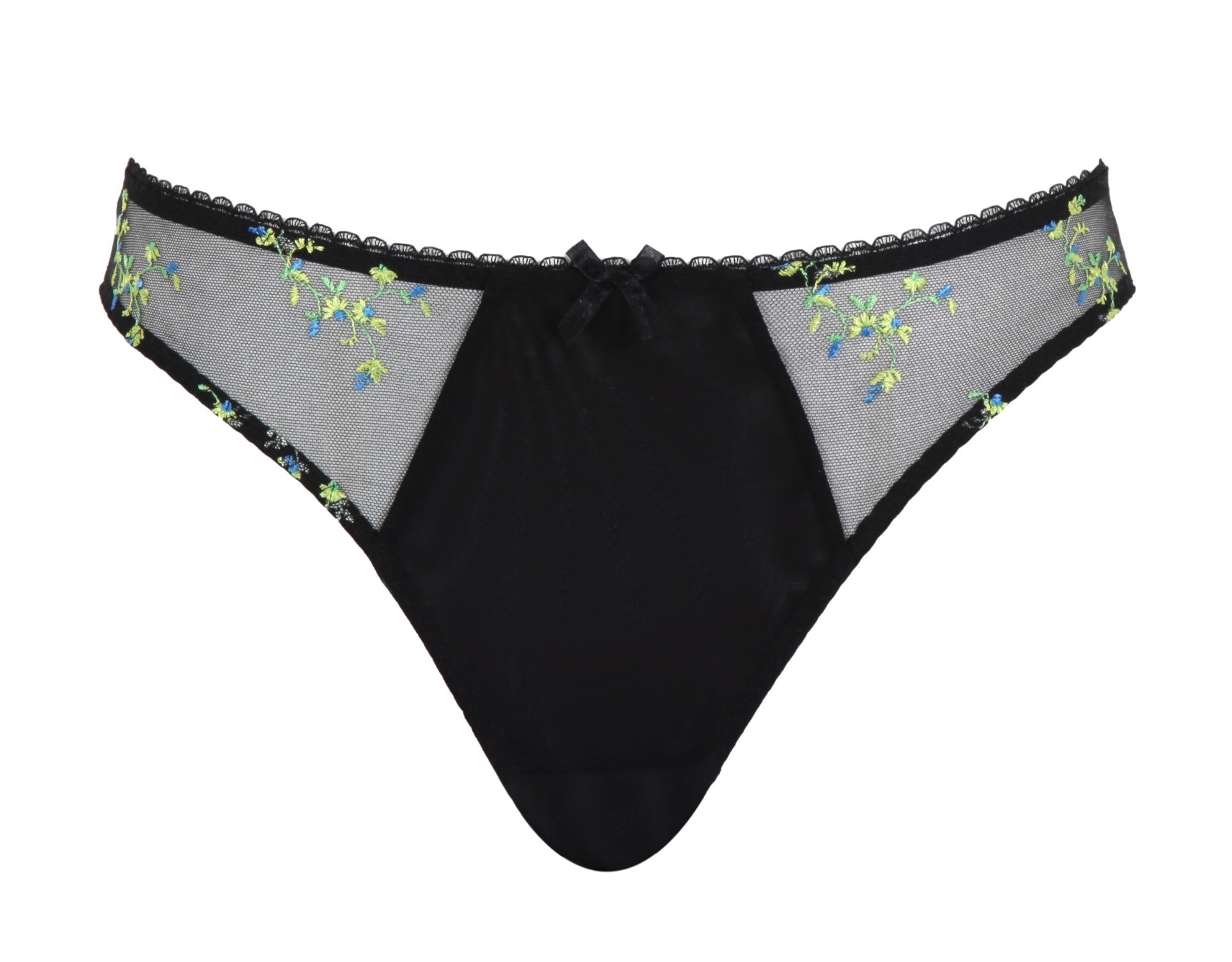 Cueca Asa Delta com Bordados Florais Meadow Preta