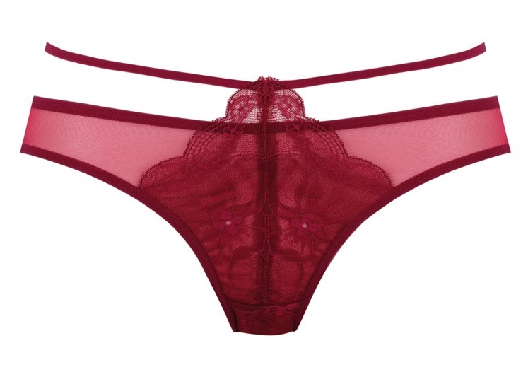 Brazilian brief with lace and straps Charlize Burgundy