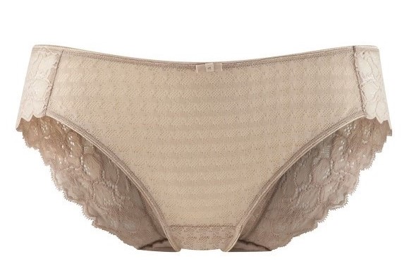 Cueca Clássica Rendada Envy Bege