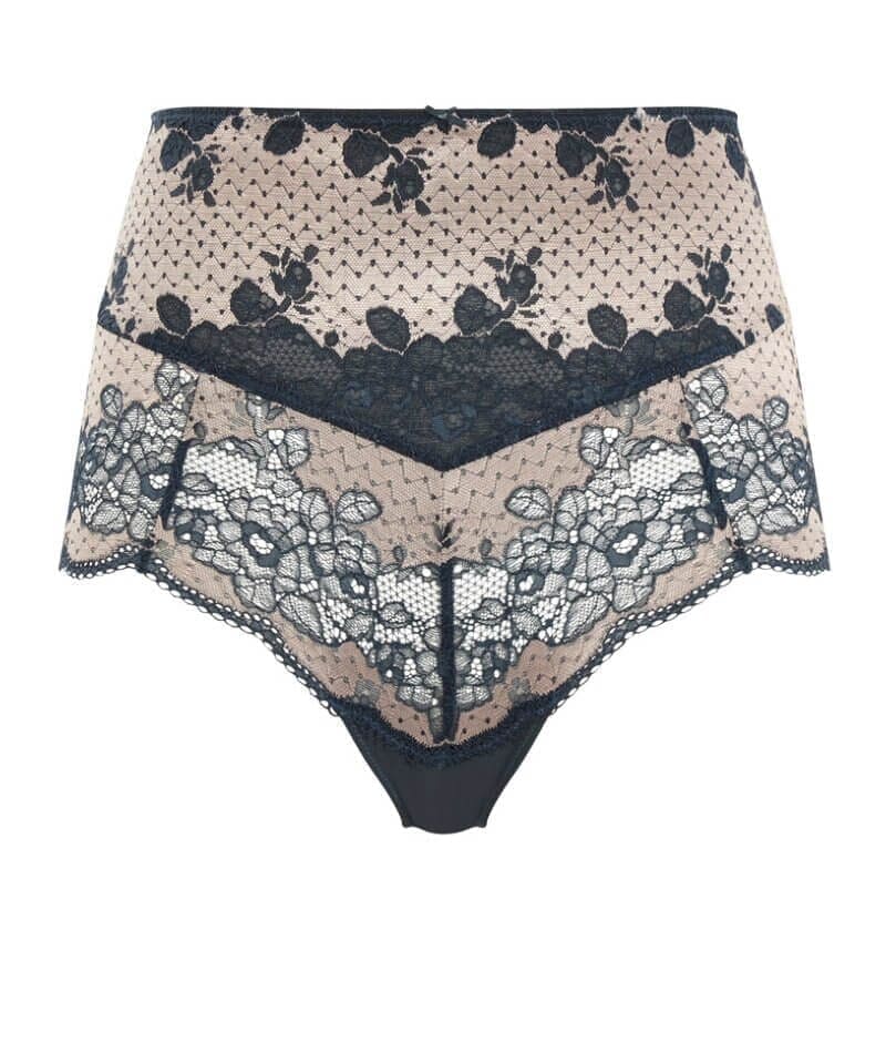 Cueca de Cintura Alta Rendada Clara Navy/Pearl
