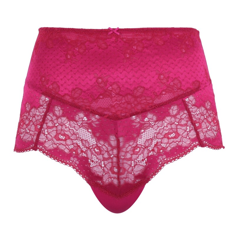 Clara Orchid/Red Lace High Waisted Brief