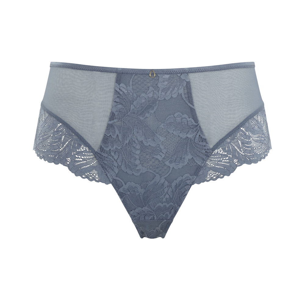 Cueca com Cintura Alta Rendada Radiance Steel Blue