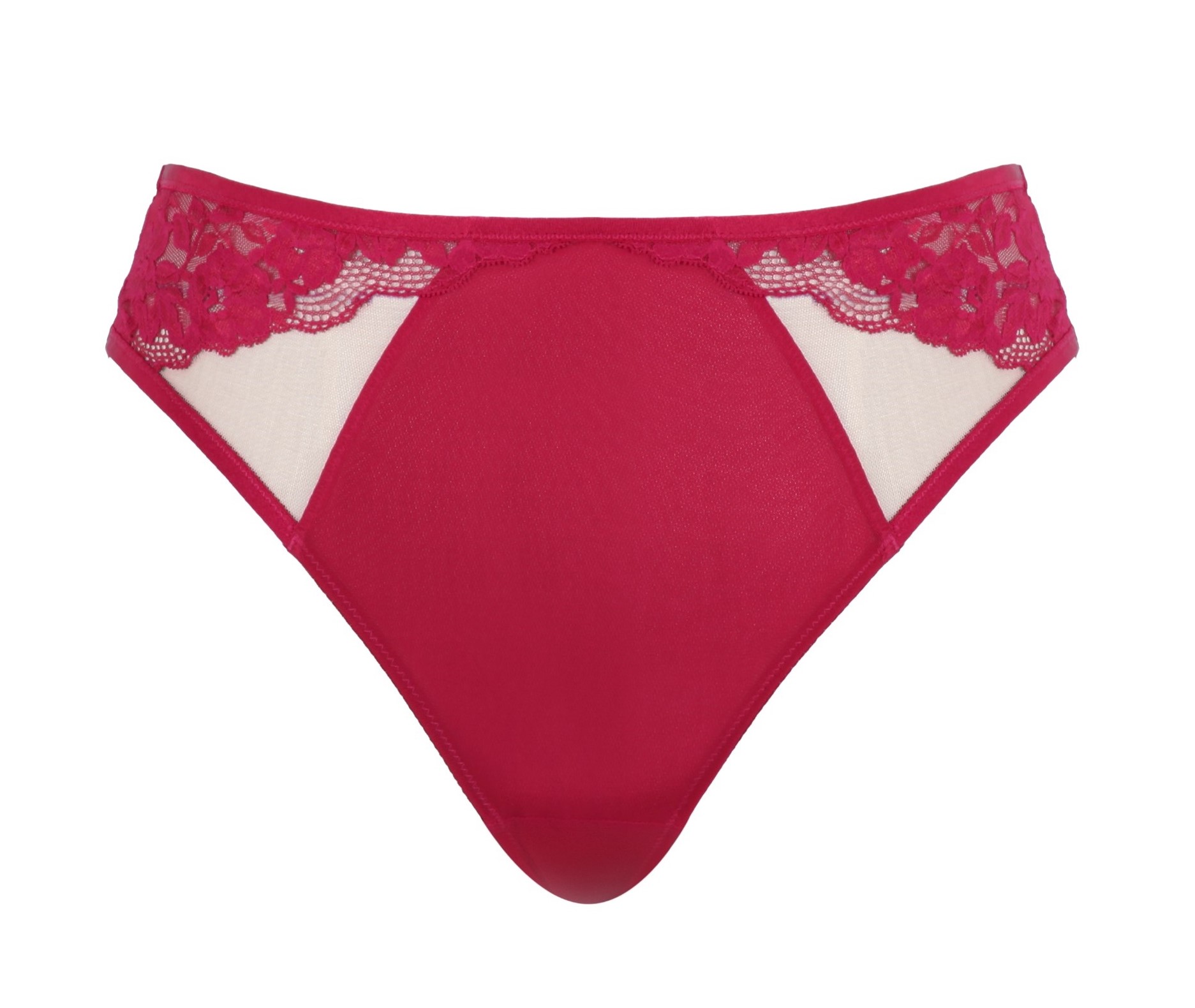 Cueca de Cintura Média com Bordados Josephine Magenta/Latte