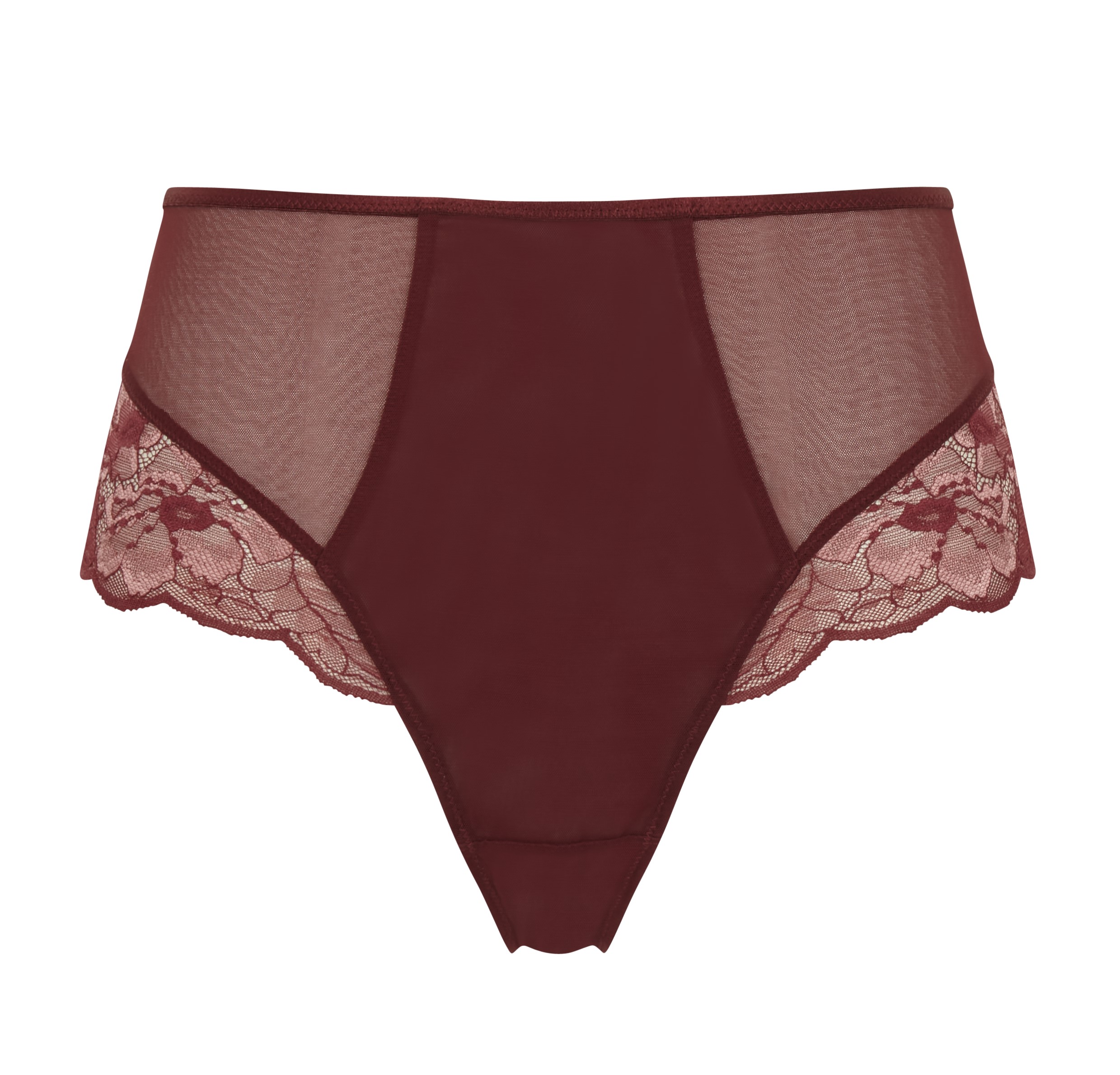 Cueca Asa Delta de Cintura Alta Rendada Sabrina Red Rose