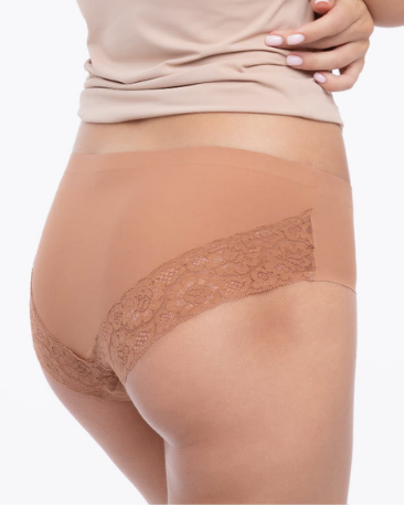 Cueca de Altura Média Rendada Cheekie Caramel